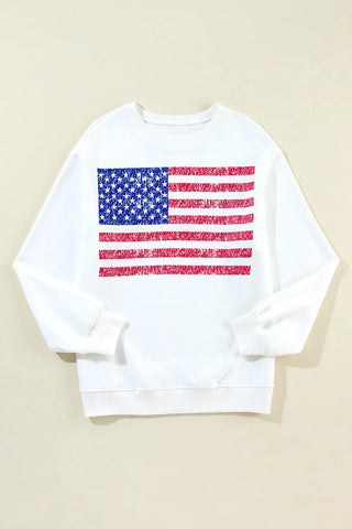 US Flag Round Neck Long Sleeve Sweatshirt