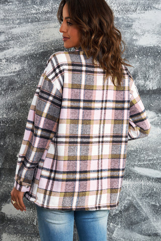 Double Take Brand- Plaid Button Front-  Shirt Jacket with Breast Pockets - 4 Colors Available
