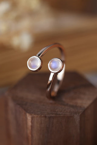 High Quality Natural Moonstone 925 Sterling Silver Toi Et Moi Ring - Choose From Gold Or Silver