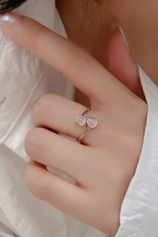 High Quality Natural Moonstone 925 Sterling Silver Toi Et Moi Ring - Choose From Gold Or Silver