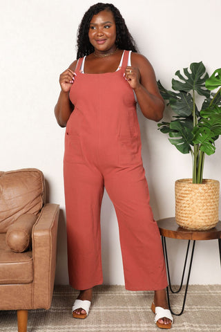 Double Take Brand - Wide Leg Overalls with Front Pockets