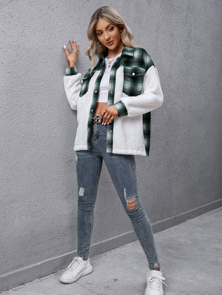 Urban Casual - Plaid - Collared Neck - Button Down Jacket in Tans and Greens